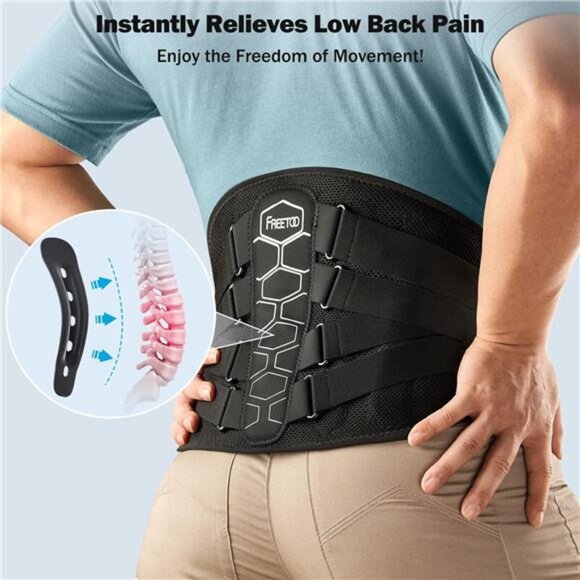 FREETOO Back Brace for Lower Back Pain Relief with Pulley System,Lumbar Support - Picture 3 of 7